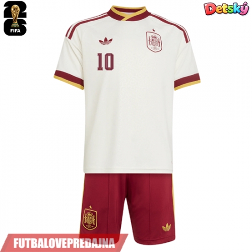 Lacne Dětský Futbalové dres Španielsko Dani Olmo #10 MS 2026 Krátky Rukáv - Preč (+ trenírky)